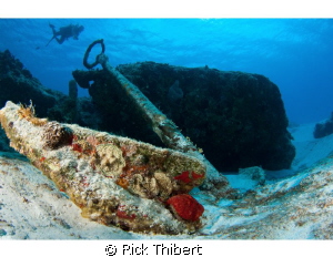 diver and anchor by Rick Thibert 